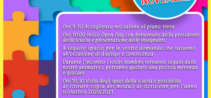 OPEN DAY SABATO 30 NOVEMBRE 2019
